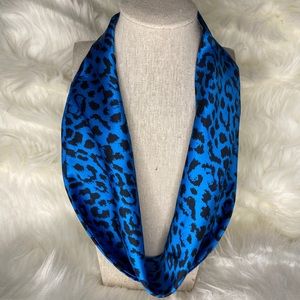 Blue leopard Silk necklace scarf